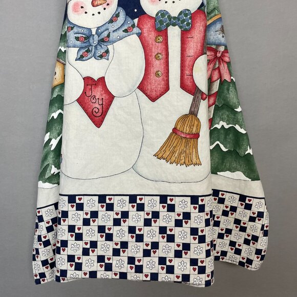 Holiday Apron Winter Christmas Snowman Country Twee Handmade Festive Cottage - Picture 4 of 11